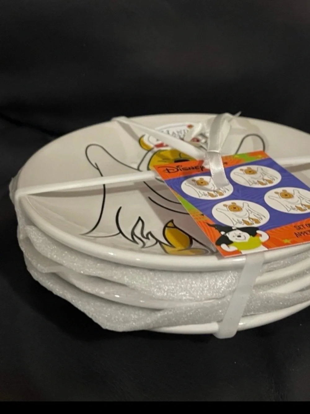 Halloween Disney Winnie The Pooh Appetizer Plates, Set of 4